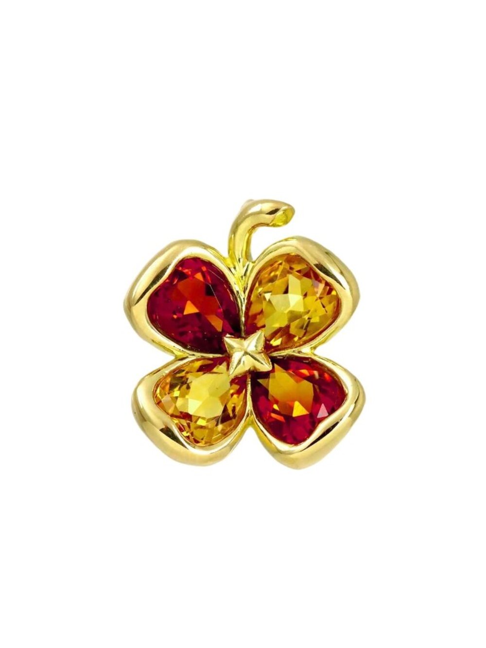 Chanel Pendant Top Garnet Citrine 18k YG Yellow Gold